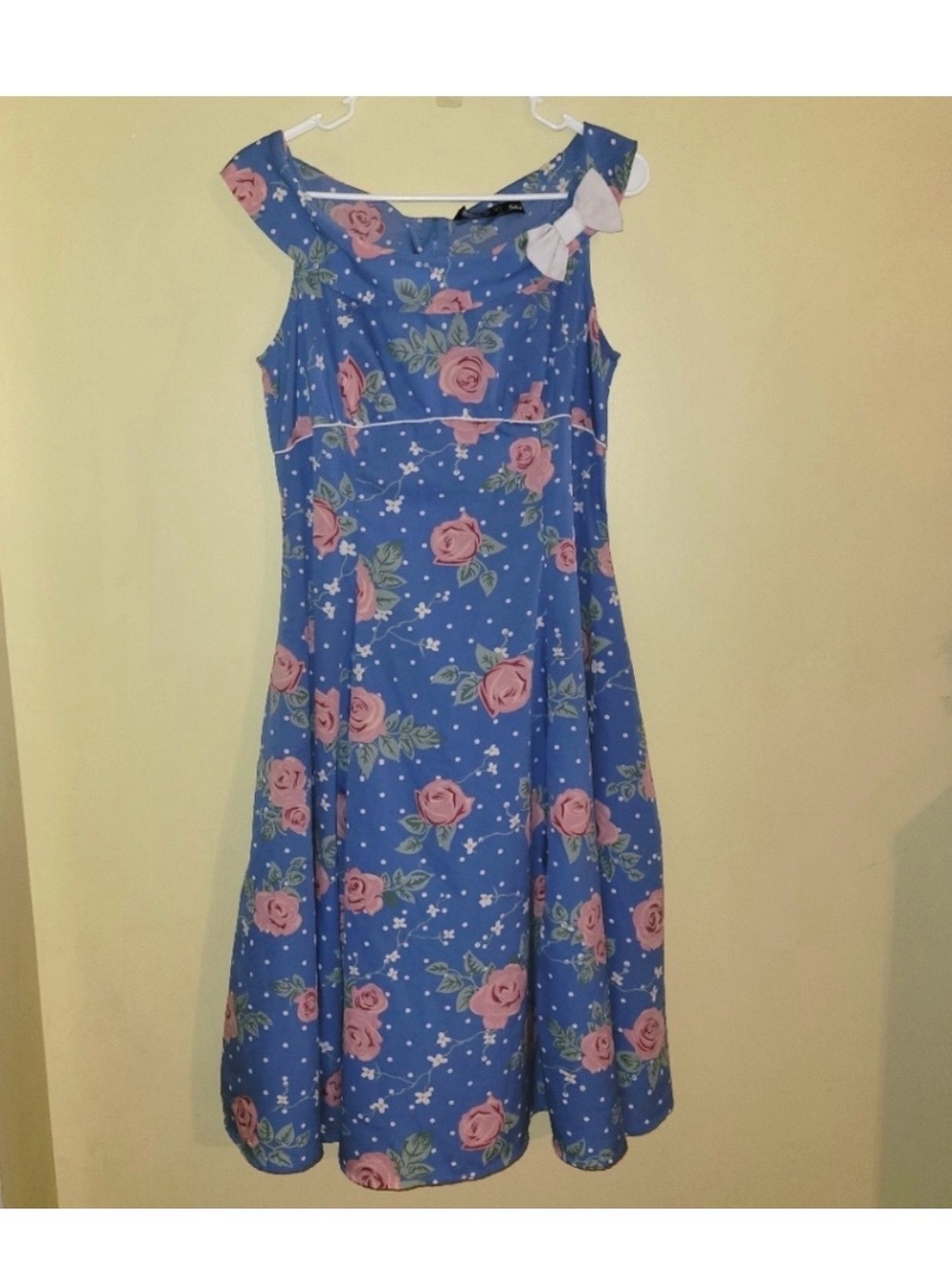 Hell Bunny Pinup Polka Dot Rose Dress XL 12
